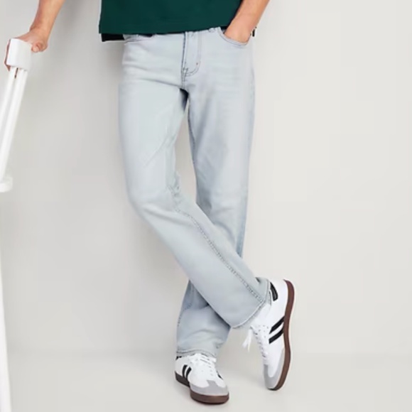 NEW OLD NAVY Straight Built-In Flex Jeans Tinted Light Wash Tall 33 X 34 - Picture 1 of 13